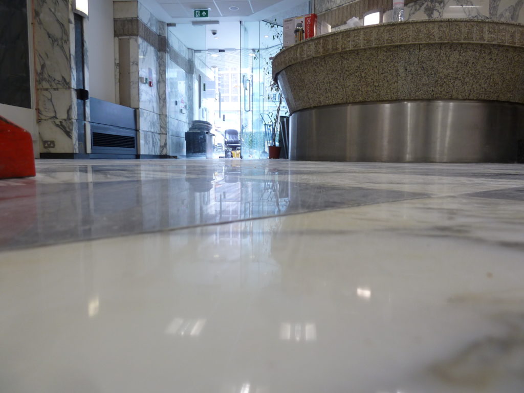 Marble office floor after polishing