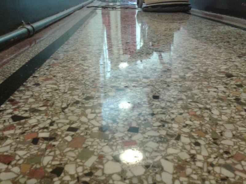 Terrazzo floor after cleaning