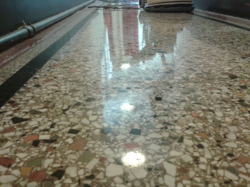 Terrazzo floor after cleaning Terrazzo floor after cleaning