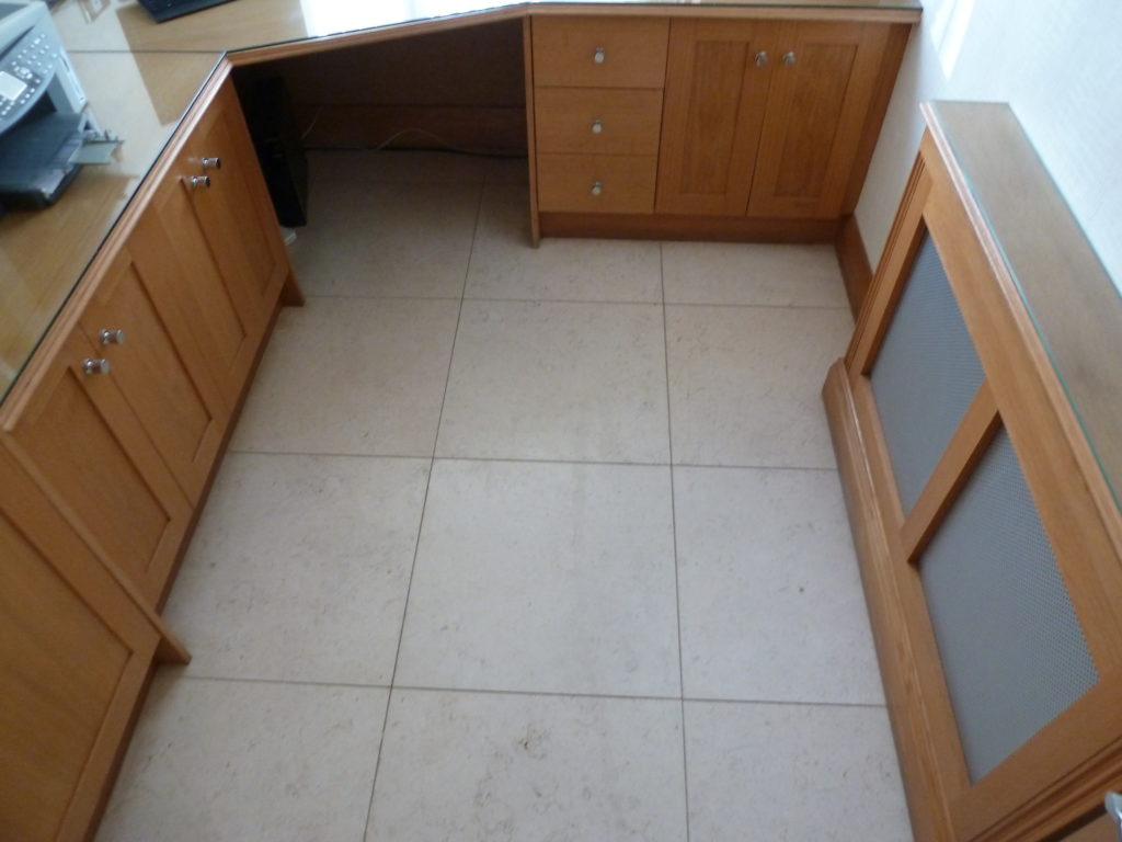 Stone tile floor before polishing